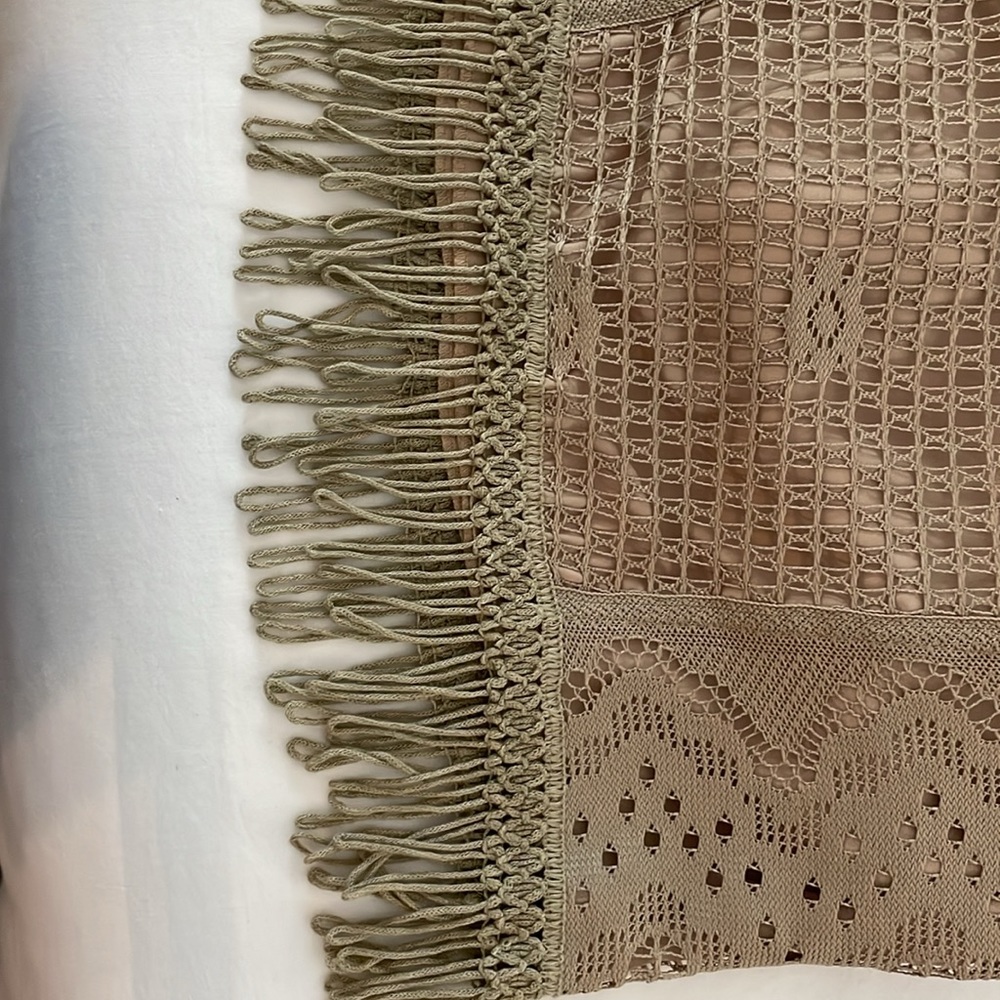 Anna Sui crochet and fringe beige crew neck sleeveless mini fully lined - Picture 6 of 6